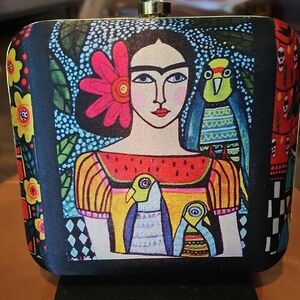 Mini Artistic Printed Box Clutch in Multicolor